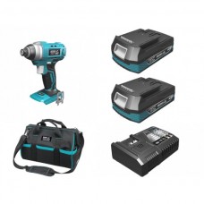Dedra Set Masina de insurubat cu impact 110Nm hexagon interior 1/4 cu 2 acumulatori Li-Ion 18V 2.0Ah incarcator rapid 125W si geanta de transport
